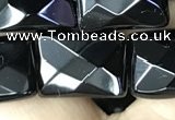 CAA2621 15.5 inches 13*18mm faceted rectangle black agate beads