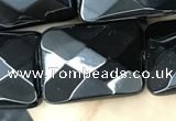 CAA2623 15.5 inches 18*25mm faceted rectangle black agate beads