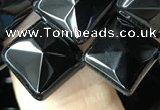 CAA2628 15.5 inches 12*12mm faceted diamond black agate beads