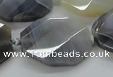 CAA263 25*30mm twisted & faceted octagonal grey line agate beads