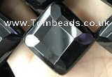 CAA2631 15.5 inches 20*20mm faceted diamond black agate beads