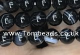 CAA2635 15.5 inches 4mm round banded black agate beads wholesale