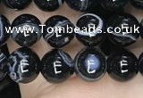 CAA2636 15.5 inches 6mm round banded black agate beads wholesale