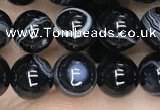 CAA2637 15.5 inches 8mm round banded black agate beads wholesale