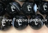 CAA2638 15.5 inches 10mm round banded black agate beads wholesale