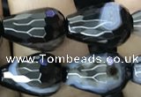 CAA2653 15.5 inches 10*14mm faceted teardrop banded black agate beads