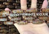 CAA2664 15.5 inches 10*28mm - 11*30mm rice tibetan agate dzi beads