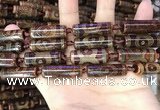 CAA2665 15.5 inches 8*28mm - 10*31mm tube tibetan agate dzi beads