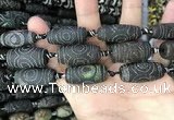 CAA2673 15.5 inches 12*30mm - 14*30mm rice tibetan agate dzi beads