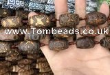 CAA2674 15.5 inches 14*25mm - 16*25mm drum tibetan agate dzi beads