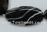 CAA268 15.5 inches 25*48mm oval black line agate gemstone beads