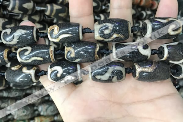 CAA2686 15.5 inches 13*22mm - 14*25mm drum tibetan agate dzi beads