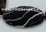 CAA269 15.5 inches 30*55mm oval black line agate gemstone beads