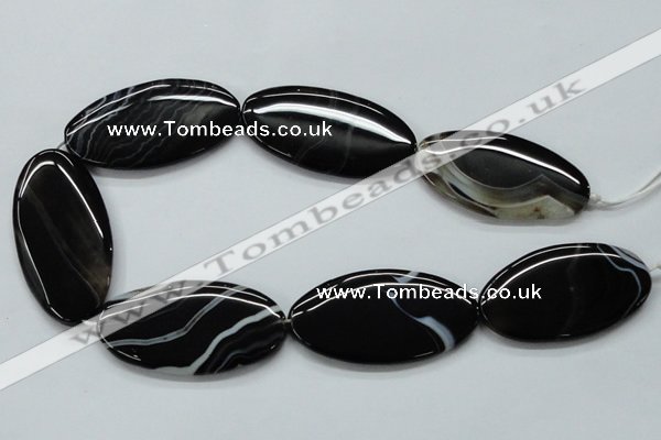 CAA269 15.5 inches 30*55mm oval black line agate gemstone beads