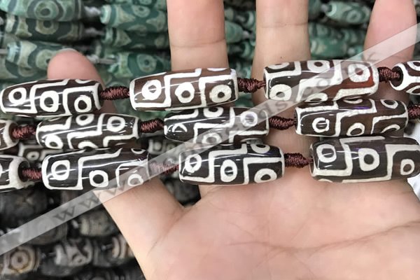 CAA2692 15.5 inches 12*30mm - 14*30mm rice tibetan agate dzi beads