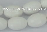 CAA27 15.5 inches 15*20mm faceted rice white agate gemstone beads