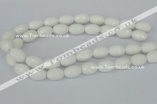 CAA27 15.5 inches 15*20mm faceted rice white agate gemstone beads