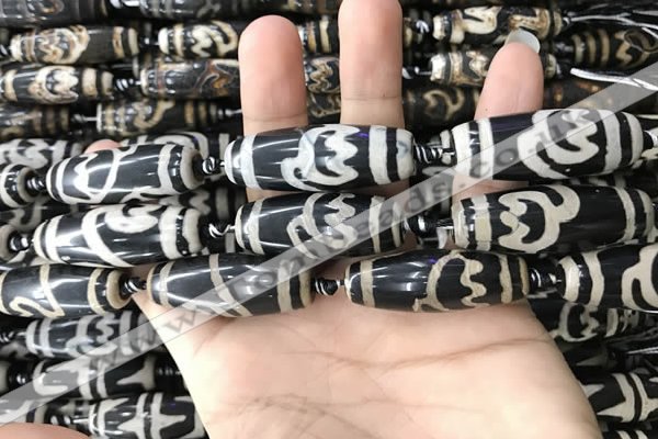 CAA2717 15.5 inches 14*38mm - 16*43mm rice tibetan agate dzi beads