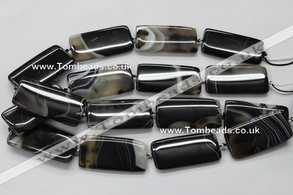 CAA274 15.5 inches 25*50mm rectangle black line agate beads