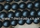 CAA2759 15.5 inches 2mm round matte black agate beads wholesale