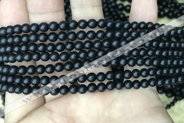 CAA2759 15.5 inches 2mm round matte black agate beads wholesale