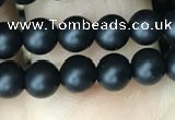 CAA2761 15.5 inches 4mm round matte black agate beads wholesale