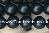 CAA2762 15.5 inches 6mm round matte black agate beads wholesale