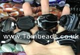 CAA2776 25*32mm - 27*35mm faceted freeform line agate beads