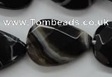 CAA278 15.5 inches 23*30mm faceted teardrop black line agate beads