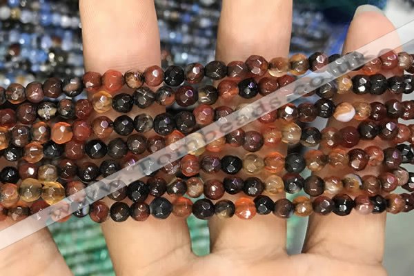 CAA2801 15 inches 4mm faceted round fire crackle agate beads wholesale