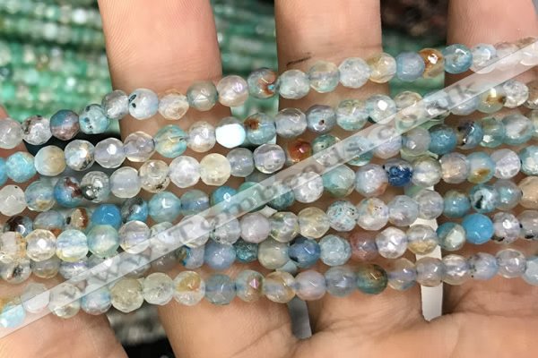 CAA2803 15 inches 4mm faceted round fire crackle agate beads wholesale