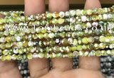 CAA2809 15 inches 4mm faceted round fire crackle agate beads wholesale