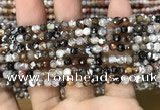 CAA2810 15 inches 4mm faceted round fire crackle agate beads wholesale