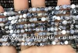 CAA2815 15 inches 4mm faceted round fire crackle agate beads wholesale