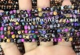 CAA2819 15 inches 4mm faceted round fire crackle agate beads wholesale