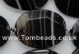 CAA282 15.5 inches 30*40mm faceted oval black line agate beads