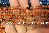 CAA2829 15 inches 4mm faceted round fire crackle agate beads wholesale