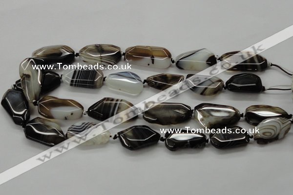 CAA283 15.5 inches 18*30mm freeform black line agate beads