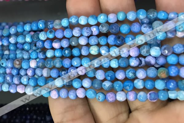 CAA2834 15 inches 4mm faceted round fire crackle agate beads wholesale