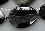 CAA284 15.5 inches 28*38mm faceted freeform black line agate beads