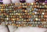 CAA2841 15 inches 4mm faceted round fire crackle agate beads wholesale