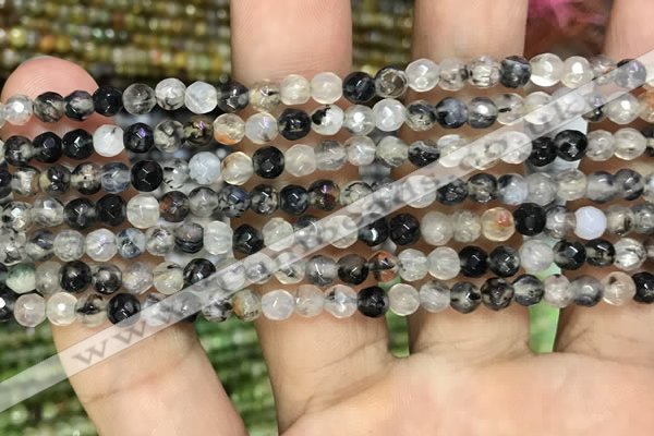 CAA2846 15 inches 4mm faceted round fire crackle agate beads wholesale