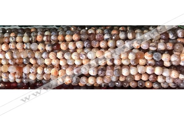 CAA2889 15 inches 6mm faceted round fire crackle agate beads wholesale