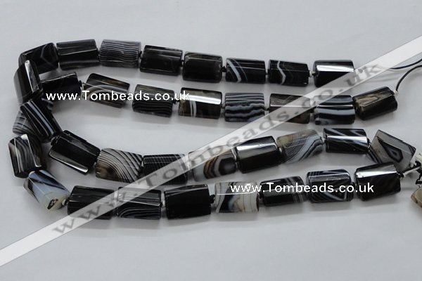 CAA289 15.5 inches 15*20mm faceted cuboid black line agate beads