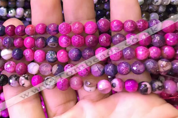 CAA2895 15 inches 6mm faceted round fire crackle agate beads wholesale