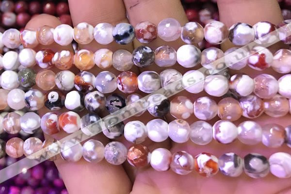 CAA2900 15 inches 6mm faceted round fire crackle agate beads wholesale