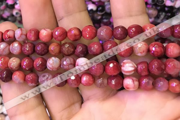 CAA2901 15 inches 6mm faceted round fire crackle agate beads wholesale