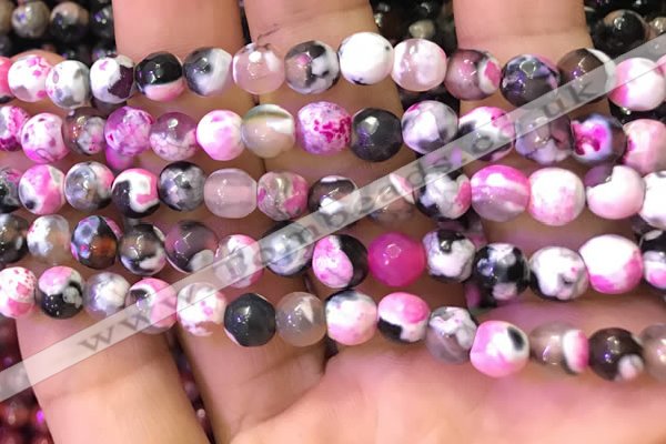 CAA2902 15 inches 6mm faceted round fire crackle agate beads wholesale