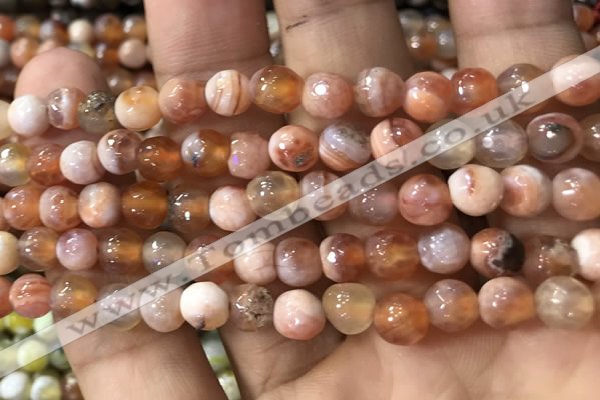 CAA2920 15 inches 6mm faceted round fire crackle agate beads wholesale