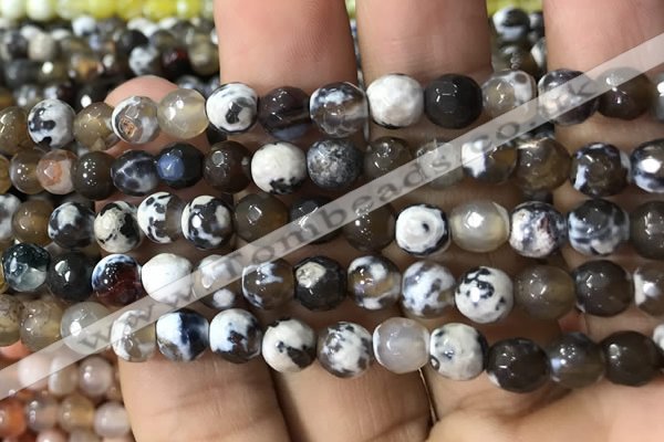 CAA2921 15 inches 6mm faceted round fire crackle agate beads wholesale